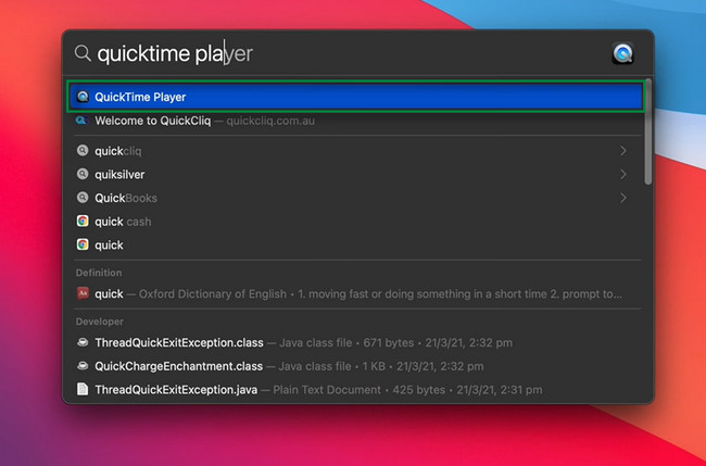 Avvia QuickTime Player