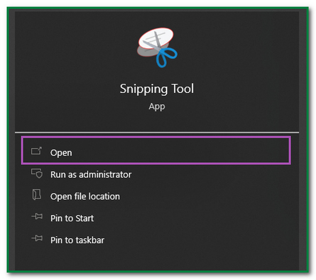 Search for the Snipping Tool