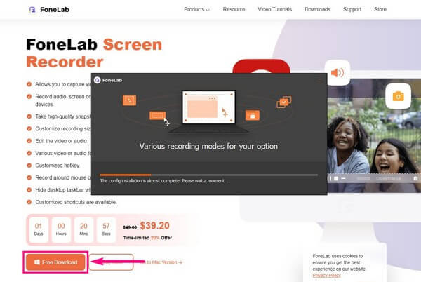 acceder al sitio web de FoneLab Screen Recorder