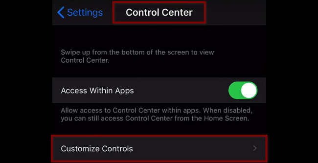 look for the Customize Controls under it