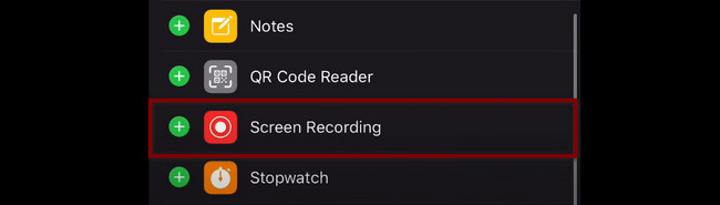 Seleccione el botón de signo Más del icono de Grabación de pantalla