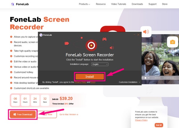 clicking the Free Download button