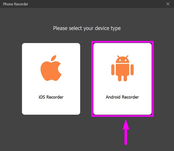 Velg Android Recorder-boksen