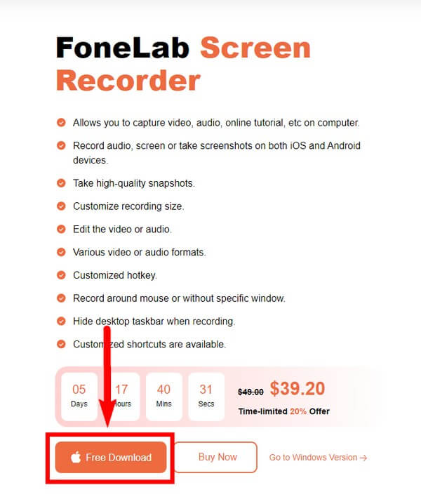 запустите FoneLab Screen Recorder на вашем компьютере Mac