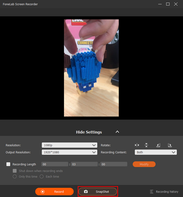 click the SnapShot button