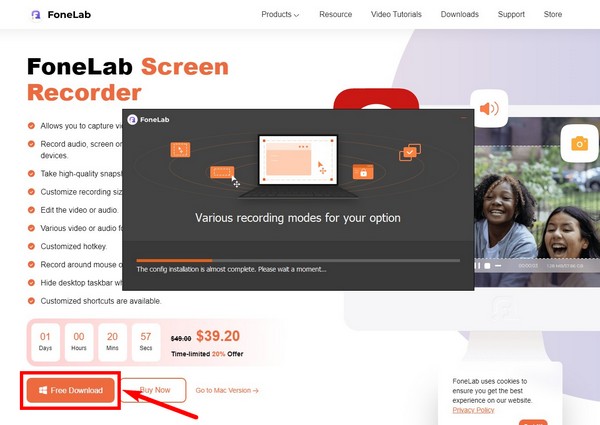 Head to the official site of FoneLab Screen Recorder