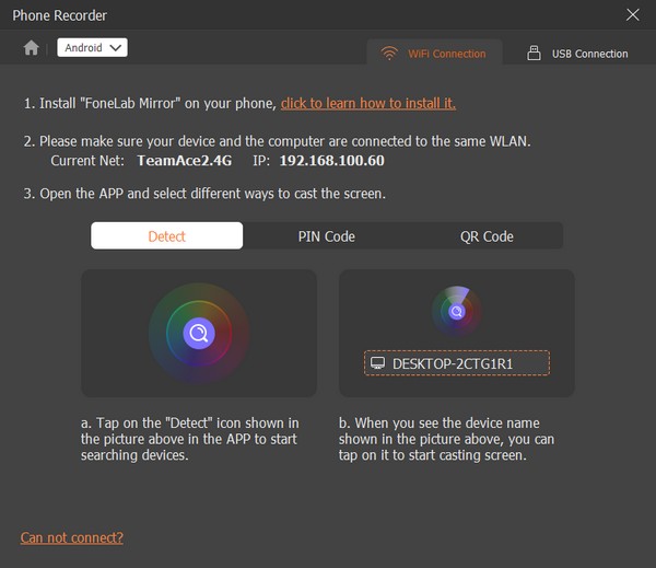connect android device