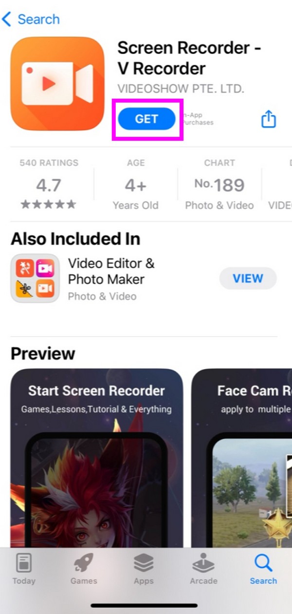 haal een schermrecorder uit de app store