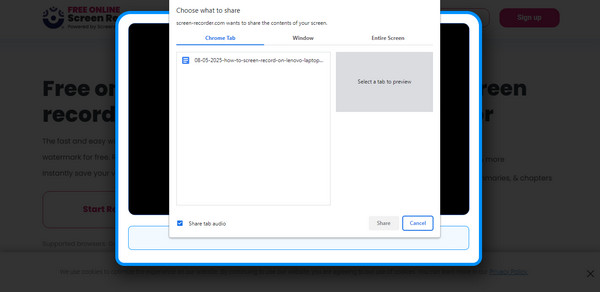 Screen Record VIA Online Screen Recorder