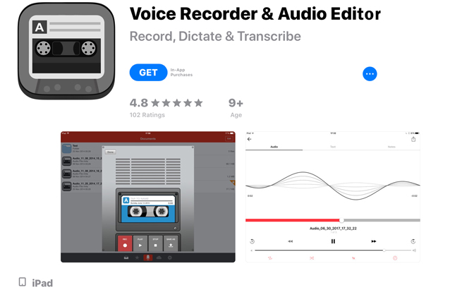 Sådan optages stemme på iPad Voice Recorder & Audio Editor