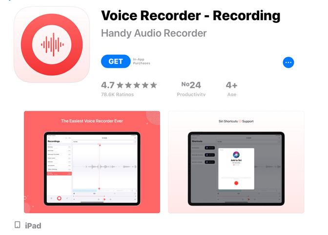 Sprachaufnahme mit dem iPad Voice Recorder - Aufnahme