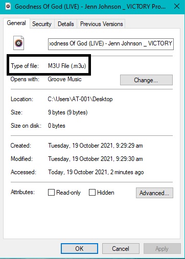 M3U playlist file contents shown in a text editor