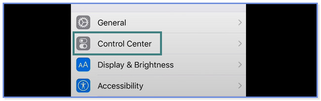 zoek de Control Center-knop