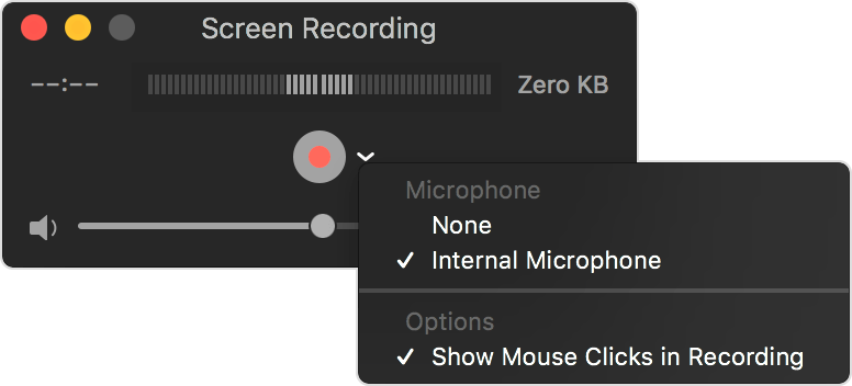 microphone interne d'enregistrement quicktime