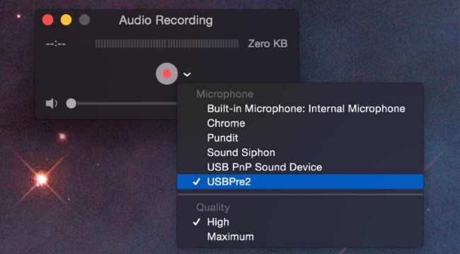 record audio with quicktime
