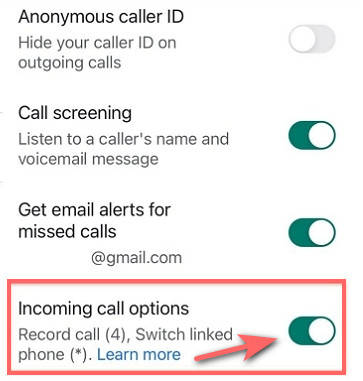 Google Voice Record -puhelu iPhonessa