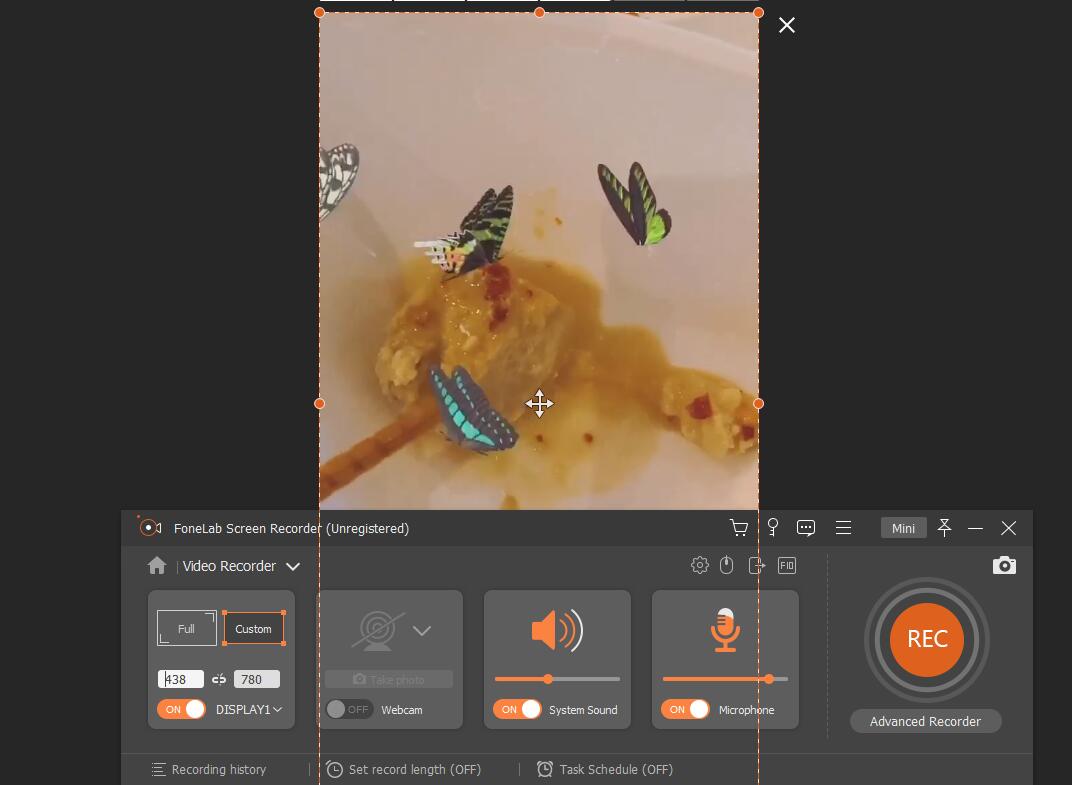 fonelab screen recorder interface