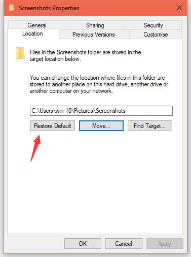 restore default folder