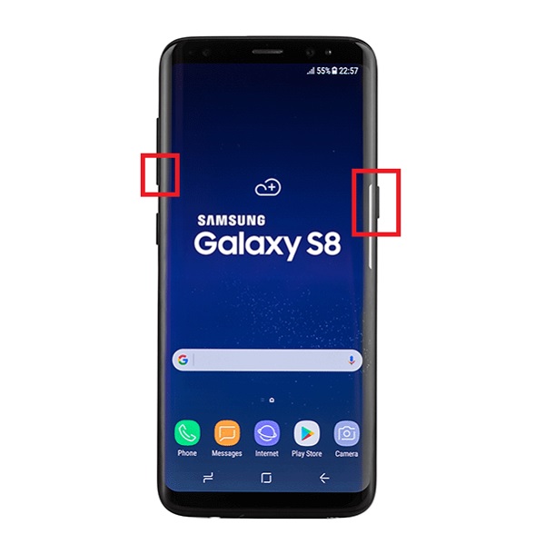 snímek obrazovky tlačítka samsung s8