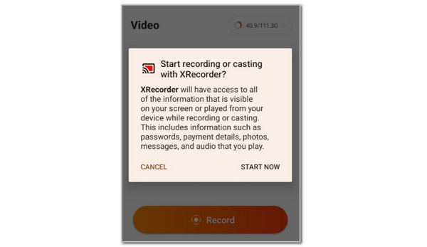 Tap Start Now Option