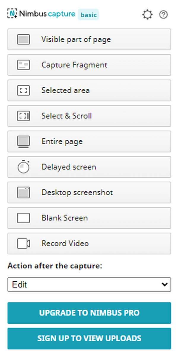 Nimbus Ekran Görüntüsünü seçin