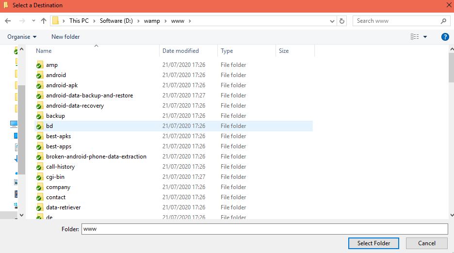 select folder