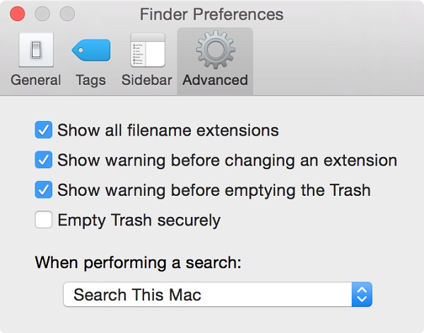 Show Filename Extensions