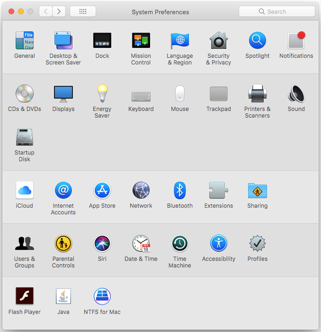 system preferences