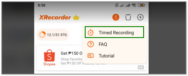 Choose the Timed Recording section