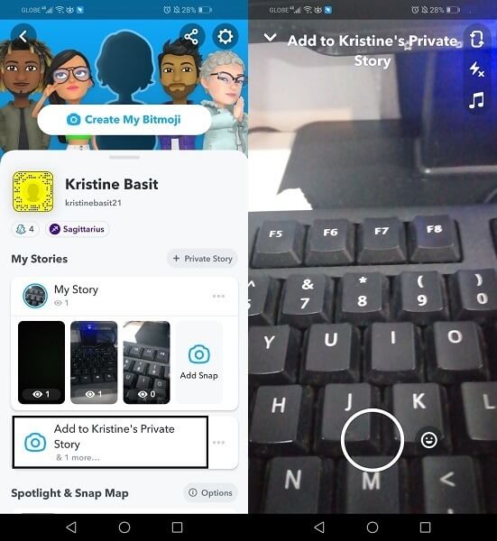 can you put a private post on your story