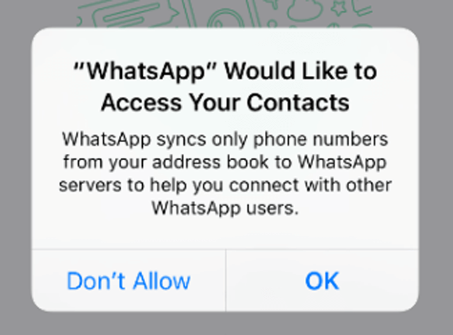 whatsapp tillader adgangskontakt