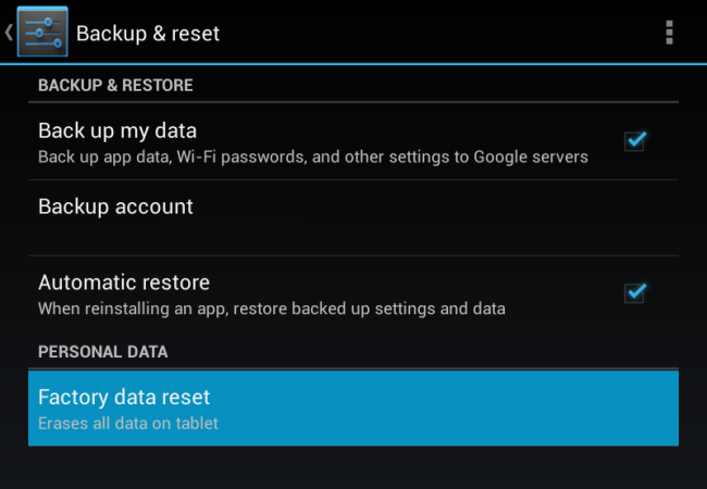 restablecer Android