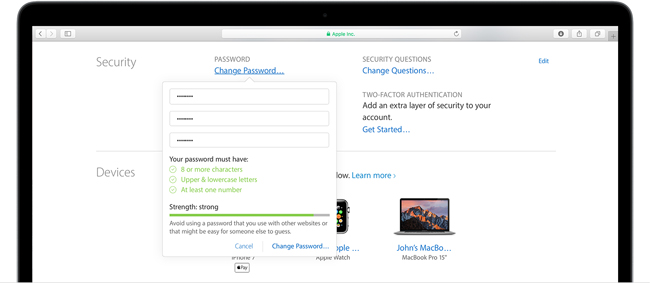 reset apple password