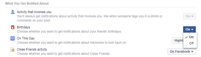 Désactiver la notification d'anniversaire de Facebook