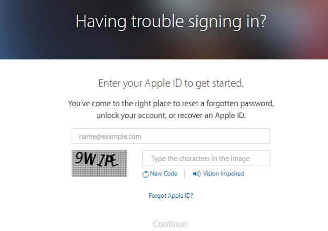 reset apple password