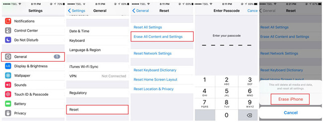 Factory Reset iPhone via Settings