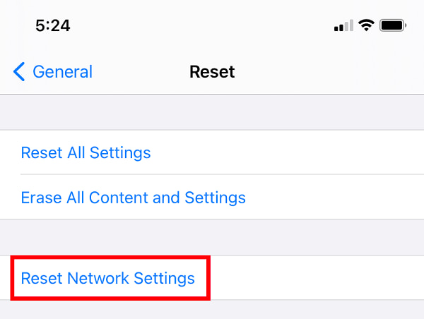 reset network settings