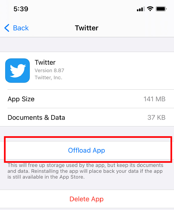 Décharger l'application Twitter