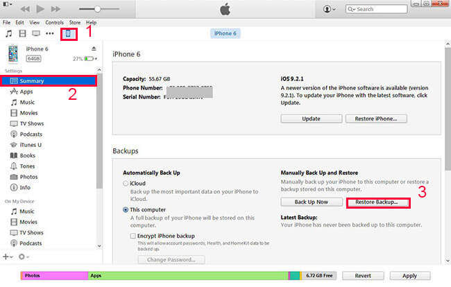 recover contacts from itunes