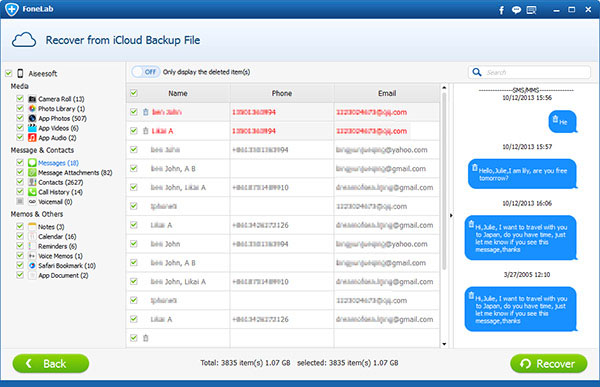 how do i retrieve my text messages from icloud