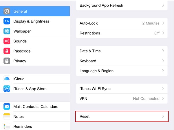 Reset iPad