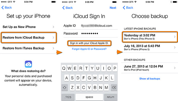 Restaurar iPhone desde iCloud Backup