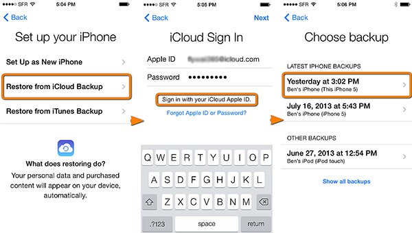 Restaurar o iPhone do iCloud Backup