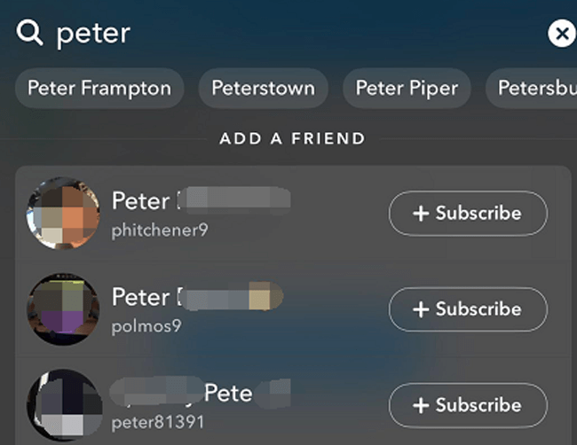 search snapchat name