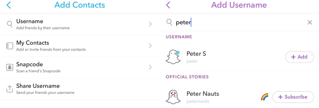 search snapchat