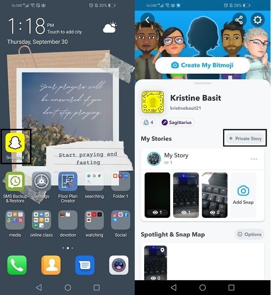 snapchatプロファイル