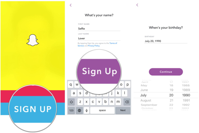 snapchatを登録する方法