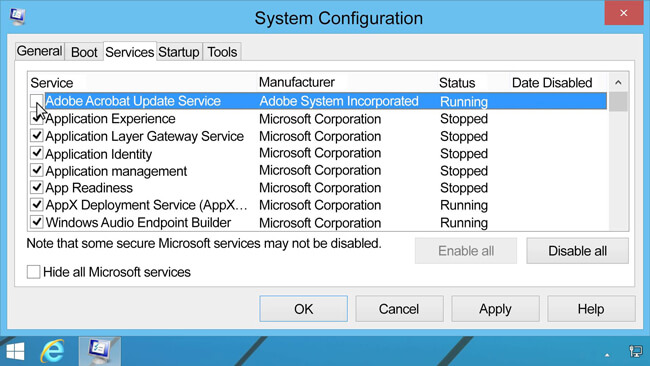 すべてのマイクロソフトサービスを停止する