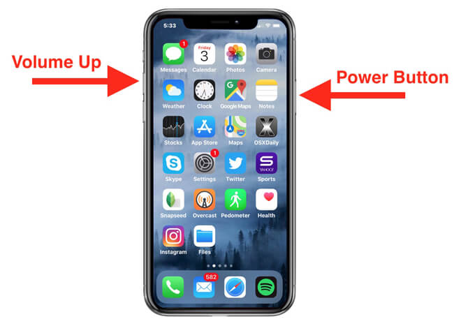 take screenshot on iphone x