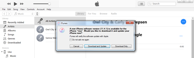 update ios met itunes